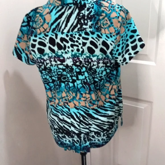 Dana Buchman multi Animal Print Blouse Size Med - Picture 2 of 7